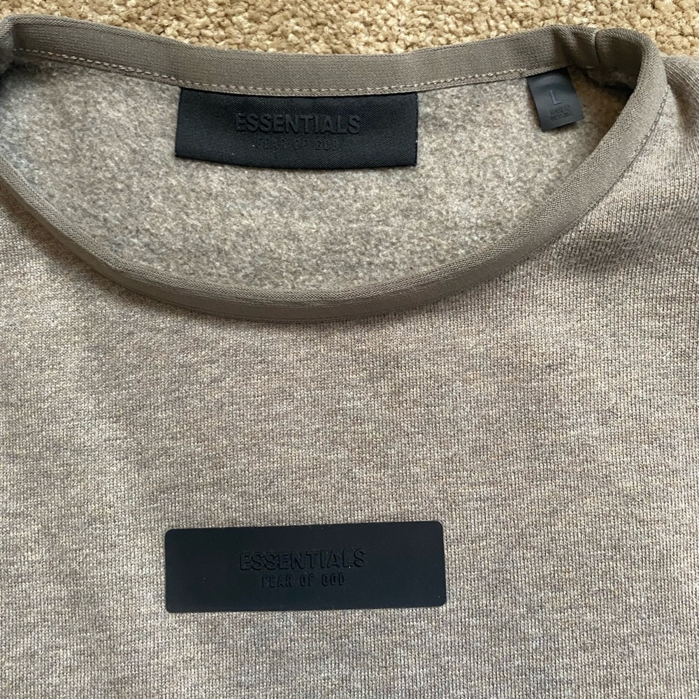Essentials Men’s Crewneck Sweater in Taupe/Beige